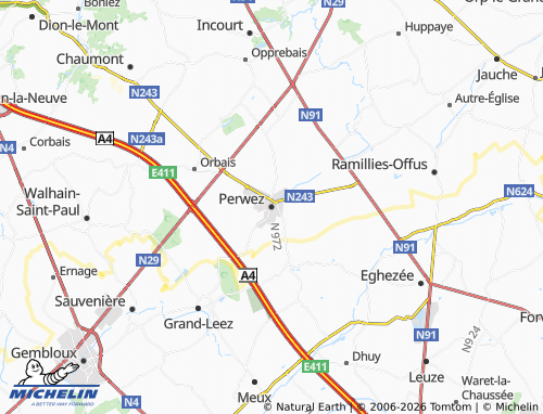 MICHELIN Perwez map - ViaMichelin