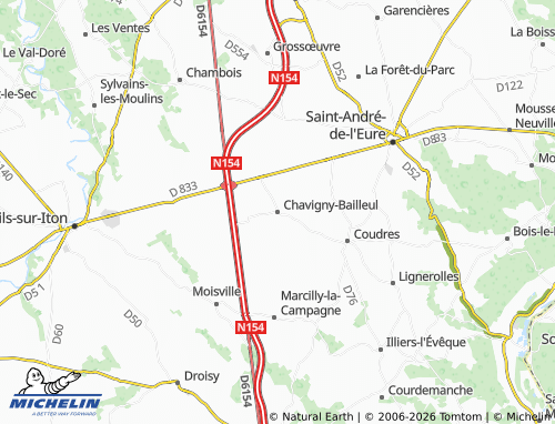 MICHELIN Chavigny-Bailleul map - ViaMichelin
