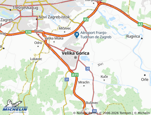 Carte MICHELIN Velika Gorica - ViaMichelin