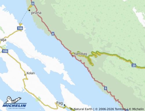 Mapa MICHELIN Karlobag - ViaMichelin