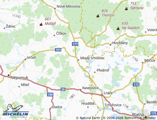 Mapa MICHELIN Mladý Smolivec - ViaMichelin