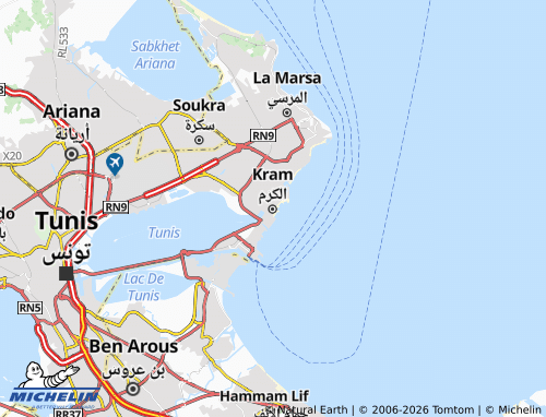 Carte MICHELIN El Kram Est - ViaMichelin