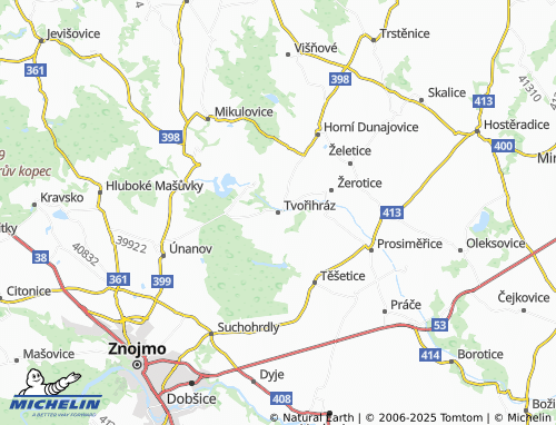 MICHELIN Tvořihráz map - ViaMichelin