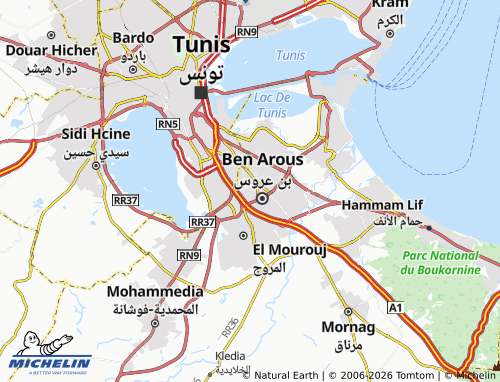 Mapa MICHELIN Bin Arous al-Gharbiyyah - ViaMichelin