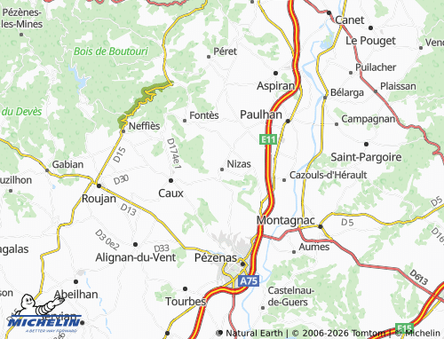 Mapa MICHELIN Nizas - ViaMichelin