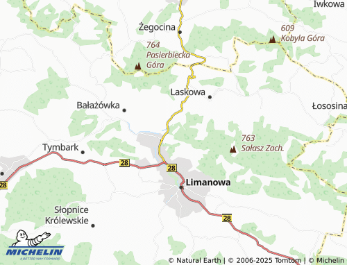 MICHELIN Łososina Górna map - ViaMichelin