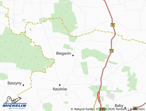 MICHELIN Bieganin map - ViaMichelin