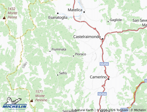 MICHELIN Pioraco map - ViaMichelin