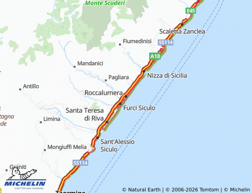 Carte MICHELIN Roccalumera - ViaMichelin