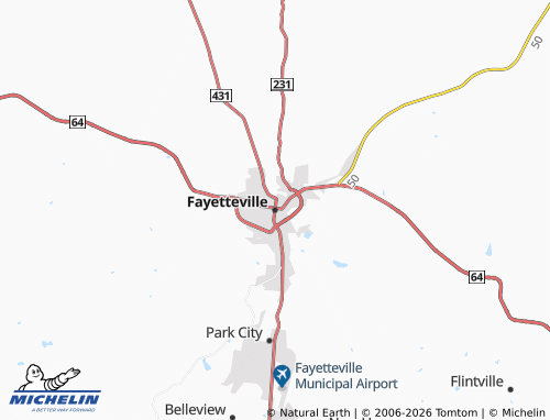Mapa MICHELIN Fayetteville - ViaMichelin