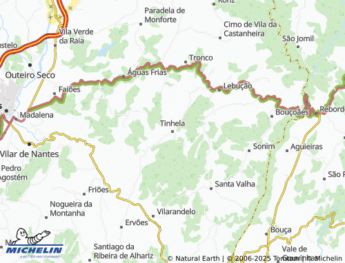 Kaart MICHELIN Tinhela e Alvarelhos - ViaMichelin