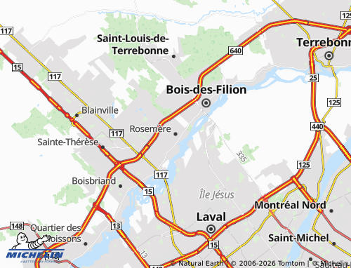 Mappa MICHELIN Rosemère - ViaMichelin