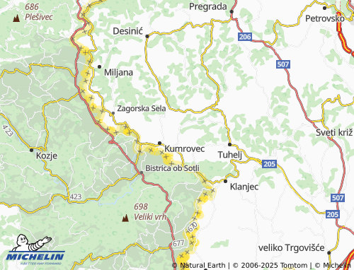 MICHELIN-Landkarte ravno Brezje - ViaMichelin