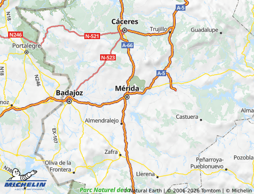 Carte MICHELIN Estrémadure - ViaMichelin