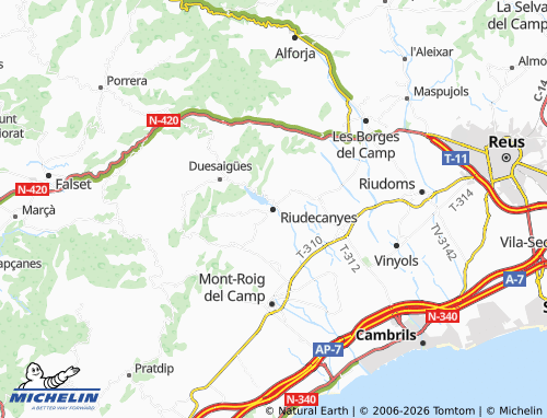 Mapa MICHELIN Riudecanyes - ViaMichelin