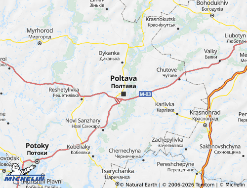 Carte MICHELIN Oblast de Poltava - ViaMichelin