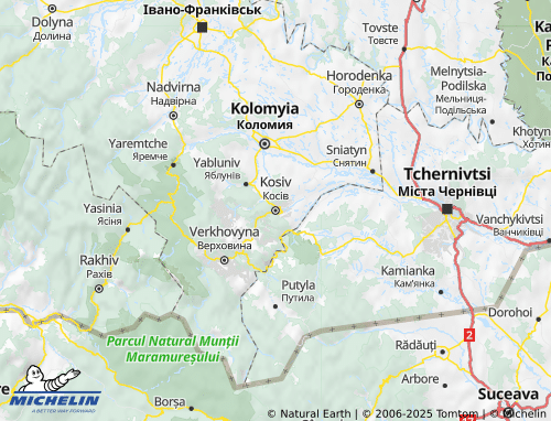 MICHELIN Kosivskyi raion map - ViaMichelin