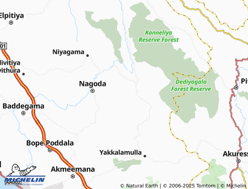 MICHELIN Gonadeniya South map - ViaMichelin