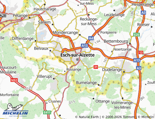 Carte MICHELIN Esch-sur-Alzette - ViaMichelin