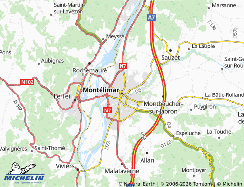 Kaart MICHELIN Montélimar - ViaMichelin