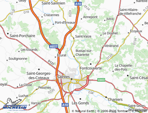 Mapa MICHELIN Bussac-sur-Charente - ViaMichelin