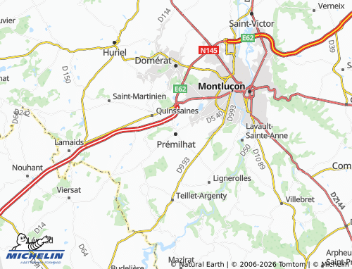 Carte MICHELIN Prémilhat - ViaMichelin