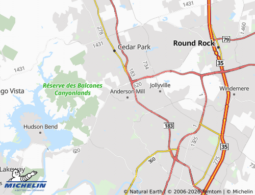Mappa MICHELIN Anderson Mill - ViaMichelin