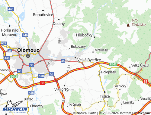 MICHELIN Velká Bystřice map - ViaMichelin