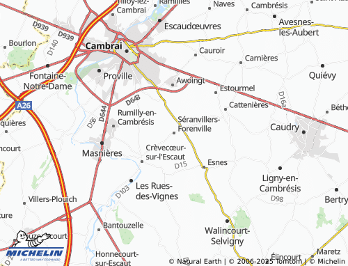 MICHELIN Séranvillers-Forenville map - ViaMichelin