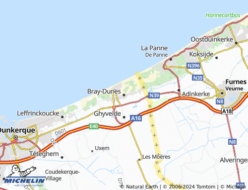 MICHELIN Bray-Dunes map - ViaMichelin