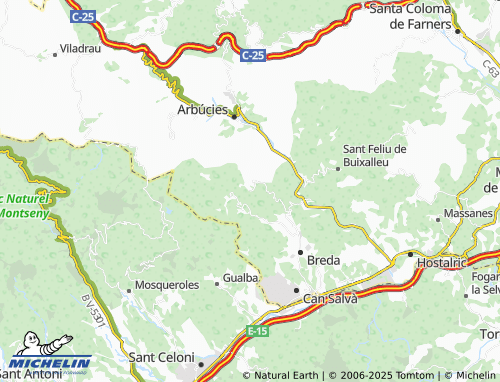 MICHELIN Fogueres de Montsoriu map - ViaMichelin
