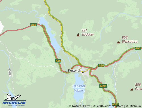 MICHELIN Underskiddaw map - ViaMichelin