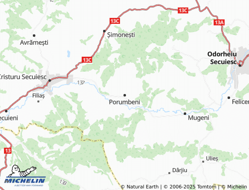 MICHELIN Porumbeni map - ViaMichelin