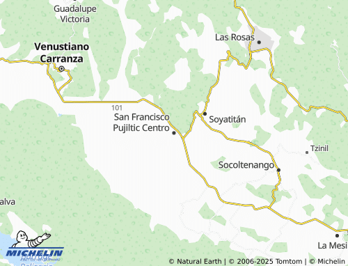 MICHELIN San Francisco Pujiltic Centro map - ViaMichelin