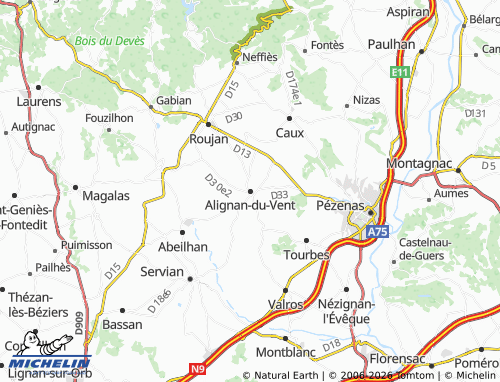 MICHELIN Alignan-du-Vent map - ViaMichelin