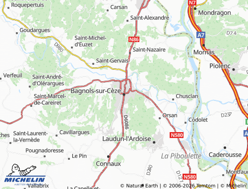 Mappa MICHELIN Bagnols-sur-Cèze - ViaMichelin