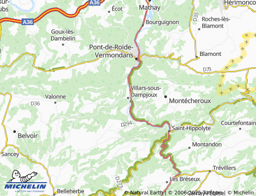 MICHELIN Villars-sous-Dampjoux map - ViaMichelin