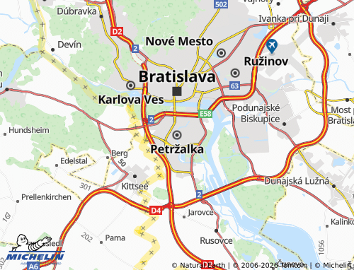 MICHELIN Petržalka map - ViaMichelin