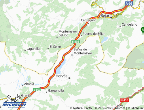 MICHELIN Baños de Montemayor map - ViaMichelin