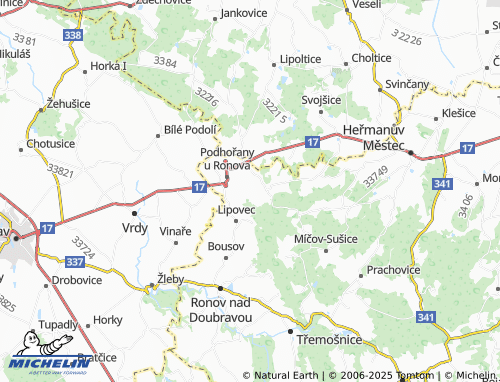 MICHELIN Bílý Kámen map - ViaMichelin