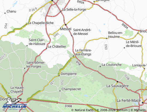 MICHELIN La Ferrière-aux-Étangs map - ViaMichelin