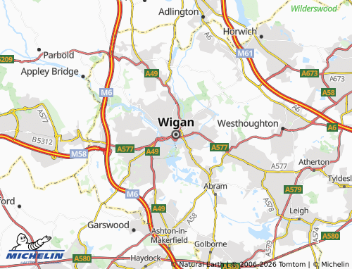 Mappa MICHELIN Wigan - ViaMichelin