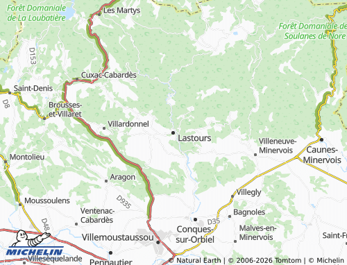 MICHELIN Lastours map - ViaMichelin