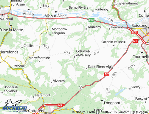 MICHELIN Cœuvres-et-Valsery map - ViaMichelin