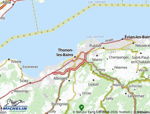 Mapa MICHELIN Thonon-Les-Bains - ViaMichelin