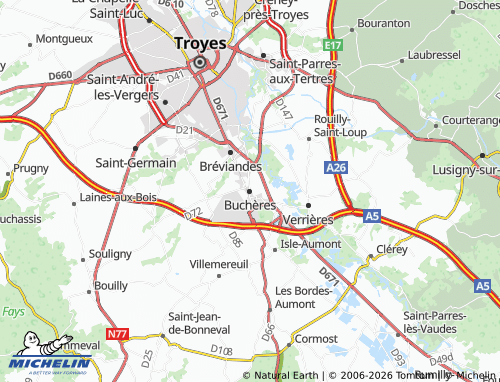Mappa MICHELIN Buchères - ViaMichelin