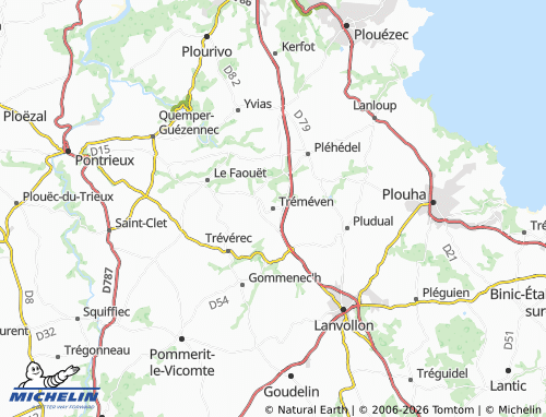 MICHELIN Tréméven map - ViaMichelin