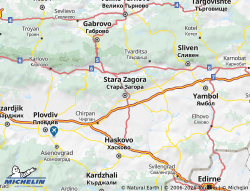 MICHELIN Stara Zagora map - ViaMichelin