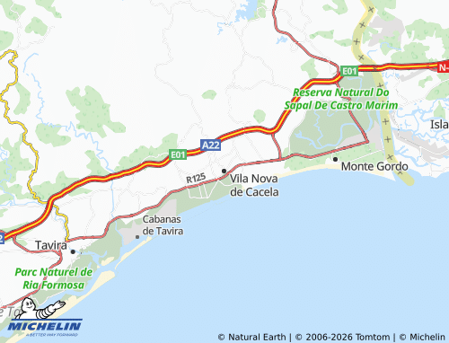 Mapa MICHELIN Vila Nova de Cacela - ViaMichelin