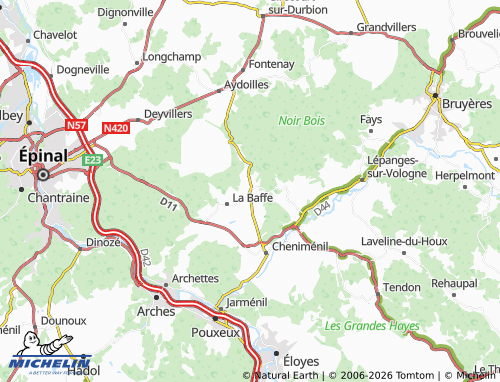 Mapa MICHELIN Charmois-devant-Bruyères - ViaMichelin